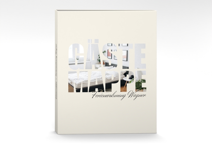 Gästemappe Ferienwohnung A4 Apartment Gästemappe A4 beige in modernem Typografie-Design