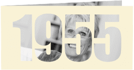 Einladungskarte Jahreszahl 2025 lange Klappkarte quer beige