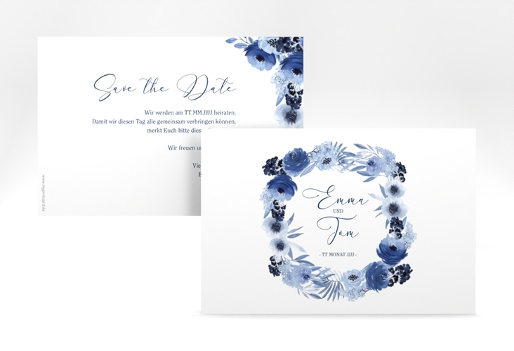 Save the Date-Karte Azzurro A6 Karte quer blau