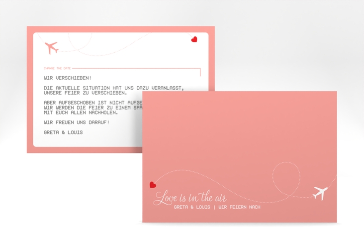 Change the Date-Karte Weddingpass A6 Karte quer rosa