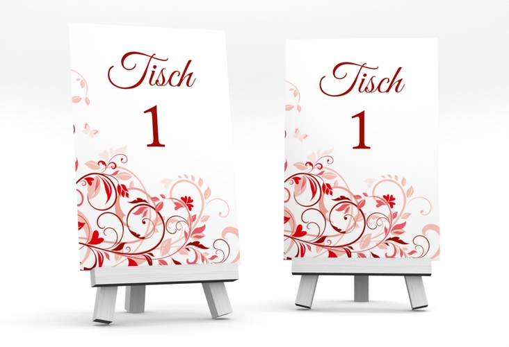Tischnummer Hochzeit Lilly Tischaufsteller rot