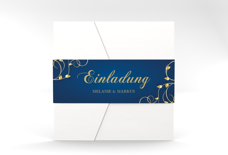 Hochzeitseinladung Eternity Pocketfold blau hochglanz