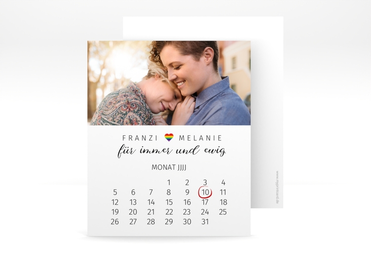 Save the Date-Kalenderblatt Loveful Kalenderblatt-Karte weiss hochglanz
