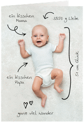 Geburtskarte Unity A6 Klappkarte hoch weiss