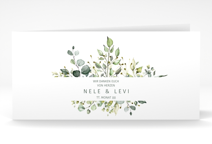 Danksagungskarte Hochzeit Enchanting lange Klappkarte quer weiss