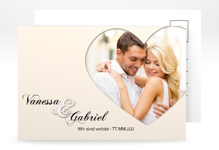 Verlobungskarte Hochzeit Sweetheart A6 Postkarte beige