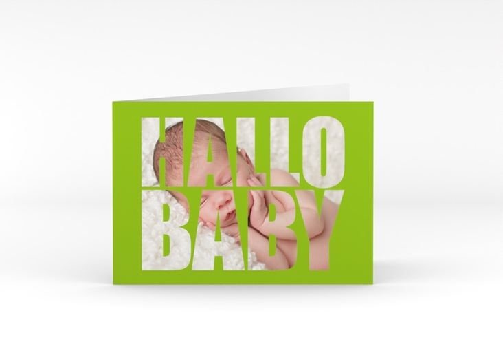 Geburtskarte Wunderlich A6 Klappkarte quer gruen hochglanz