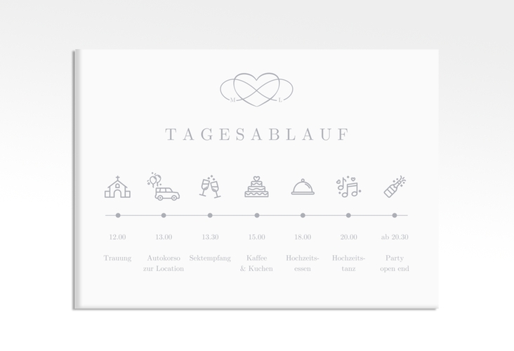 Tagesablauf Leinwand Hochzeit Infinity 70 x 50 cm Leinwand grau