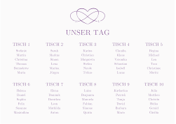 Klick: Details zu Sitzplan Poster Hochzeit "Infinity" anzeigen Sitzplan Poster Hochzeit Infinity 70 x 50 cm Poster lila