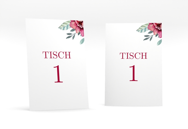 Tischnummer Hochzeit Blooming Tischaufsteller weiss hochglanz