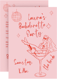 Party Einladungskarte Bachelorette A6 Karte hoch rosa