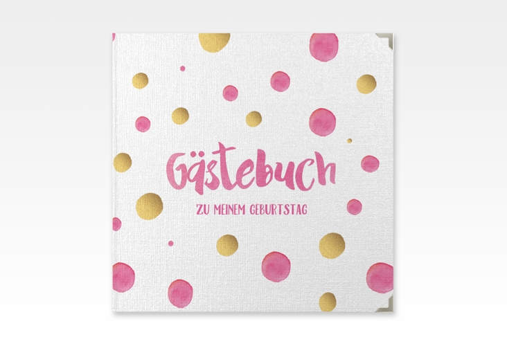 Gästebuch Selection Geburtstag Dots Leinen-Hardcover pink