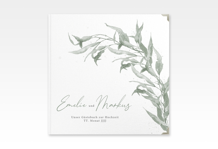 Gästebuch Selection Hochzeit Eucalyptus Green Leinen-Hardcover weiss