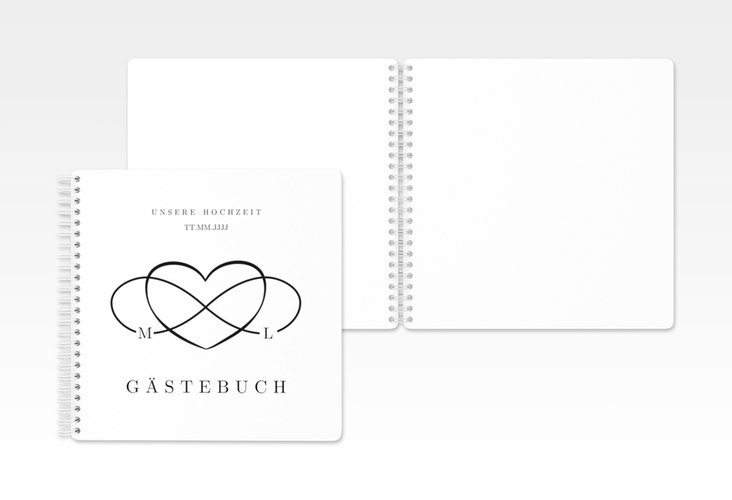 Gästebuch Hochzeit Infinity Ringbindung schwarz