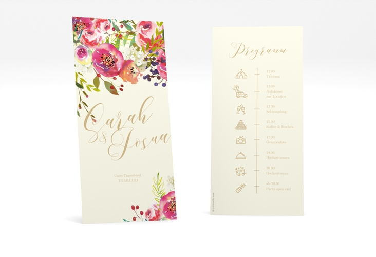 Tagesablauf Hochzeit Flowerbomb lange Karte hoch