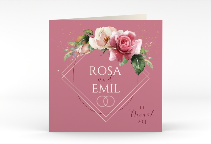 Hochzeitseinladung Rosenbogen quadr. Klappkarte
