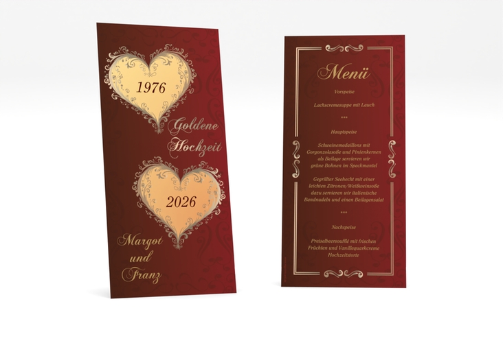 Menükarte Hochzeit Goldene Hochzeit lange Karte hoch