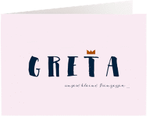 Einladungskarte Taufe Crown A6 Klappkarte quer rosa