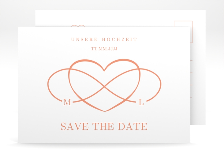 Save the Date-Postkarte Infinity A6 Postkarte apricot hochglanz