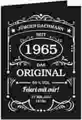 Einladung 60. Geburtstag Guter Jahrgang A6 Klappkarte hoch schwarz wie Whisky-Flaschenetikett
