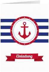 Einladung 40. Geburtstag Ahoi A6 Klappkarte hoch blau