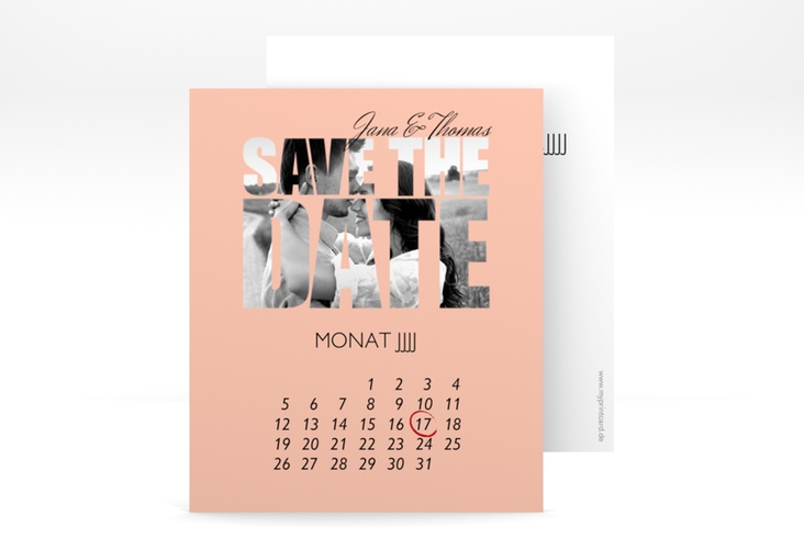 Save the Date-Kalenderblatt Letters Kalenderblatt-Karte apricot