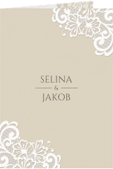 Klick: Details zu Kirchenheft Hochzeit "Vintage" anzeigen Kirchenheft Hochzeit Vintage A5 Klappkarte hoch beige mit floraler Spitze