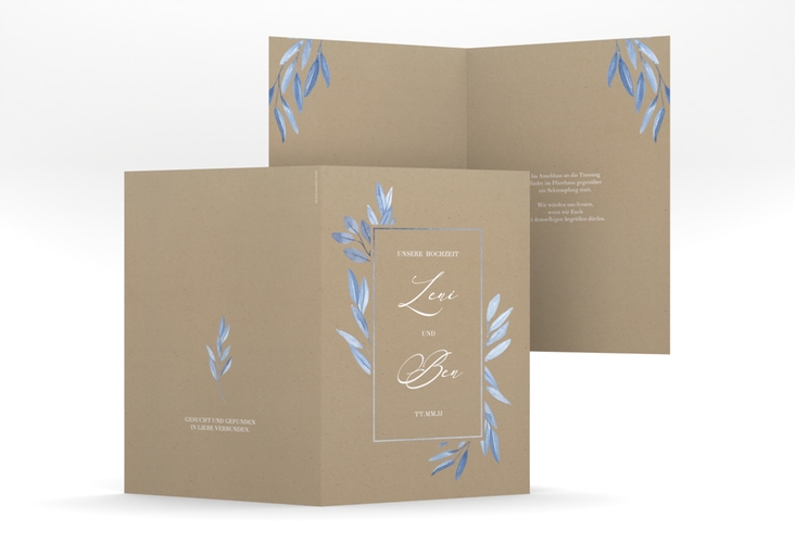 Kirchenheft Hochzeit Classicblue A5 Klappkarte hoch Kraftpapier hochglanz