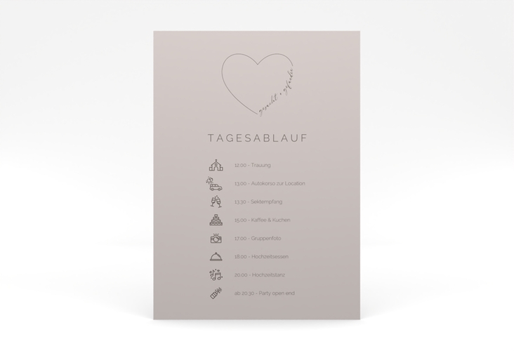 Tagesablauf Poster Hochzeit Lebenstraum 50 x 70 cm Poster grau