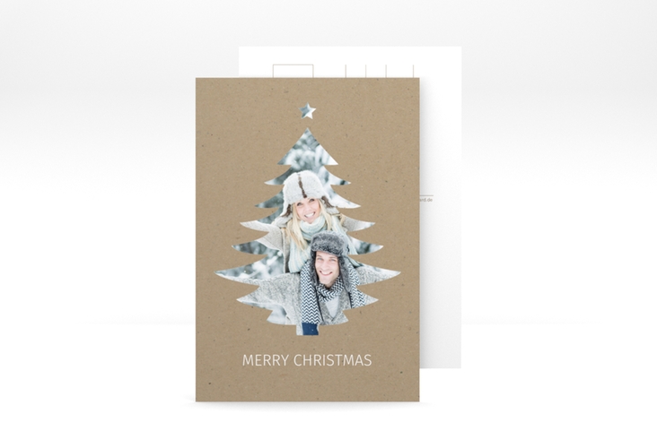 Weihnachtskarte Tanne A6 Postkarte Kraftpapier hochglanz