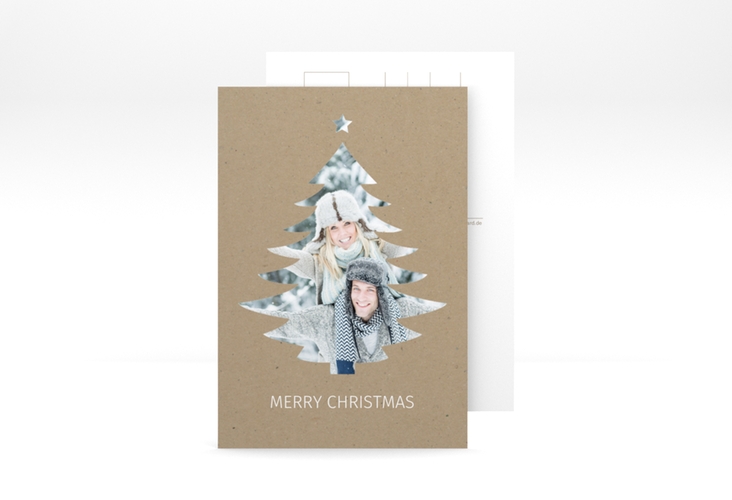 Weihnachtskarte Tanne A6 Postkarte Kraftpapier