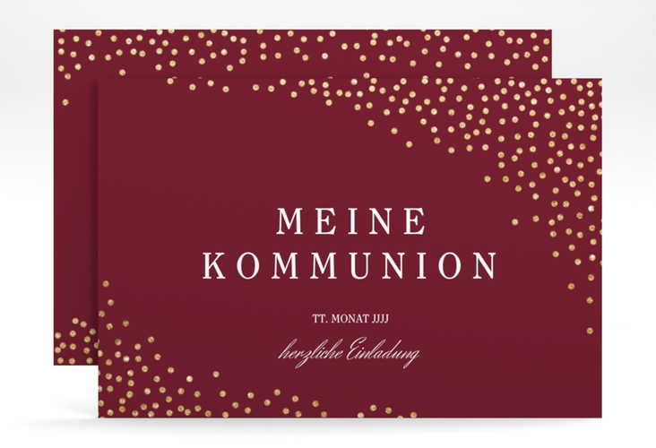 Einladung Kommunion Glanzvoll A6 Karte quer rot