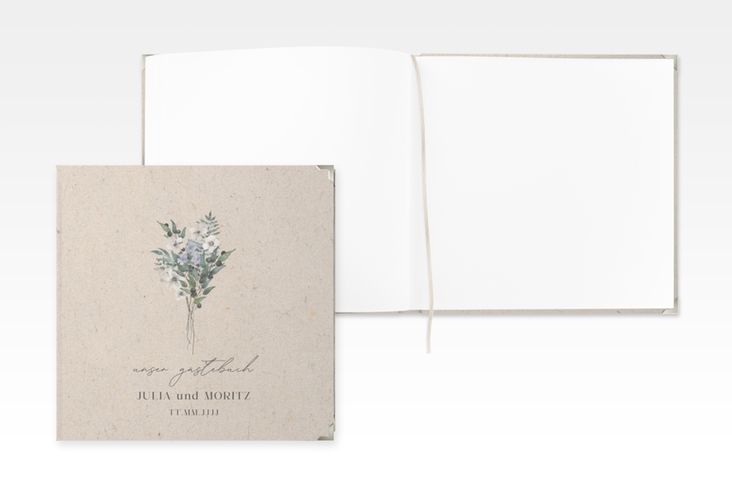 Gästebuch Selection Hochzeit Sträußchen Leinen-Hardcover Kraftpapier mit kleinem Blumenbouquet im Nostalgie-Design