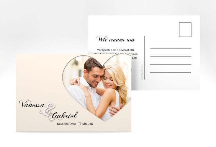 Save the Date-Postkarte Sweetheart A6 Postkarte beige
