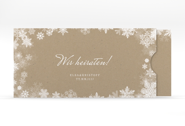 Hochzeitseinladung Snowfall Einsteckkarte mit Schneeflocken für Winterhochzeit