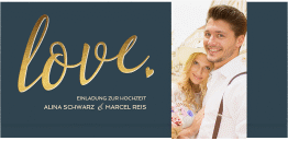 Klick: Details zu Hochzeitseinladung "Glam" anzeigen Hochzeitseinladung Glam Wickelfalzkarte + Banderole blau
