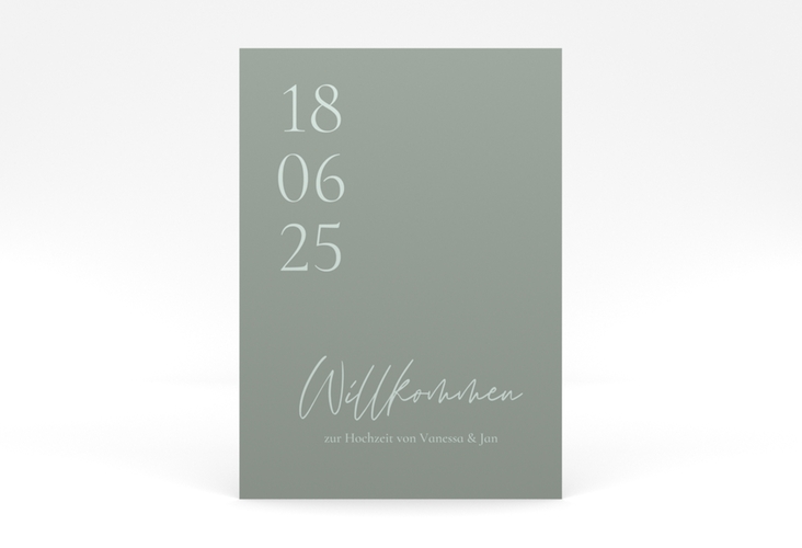 Willkommensschild Poster Day 50 x 70 cm Poster gruen mit Datum im minimalistischen Design