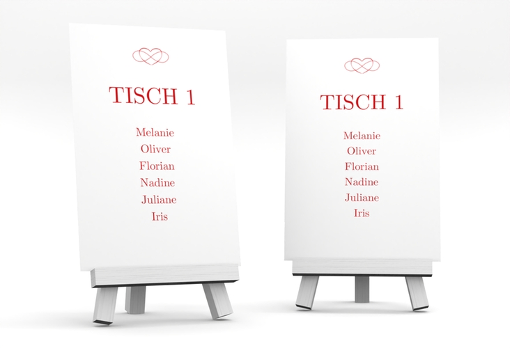 Tischaufsteller Hochzeit Infinity Tischaufsteller rot