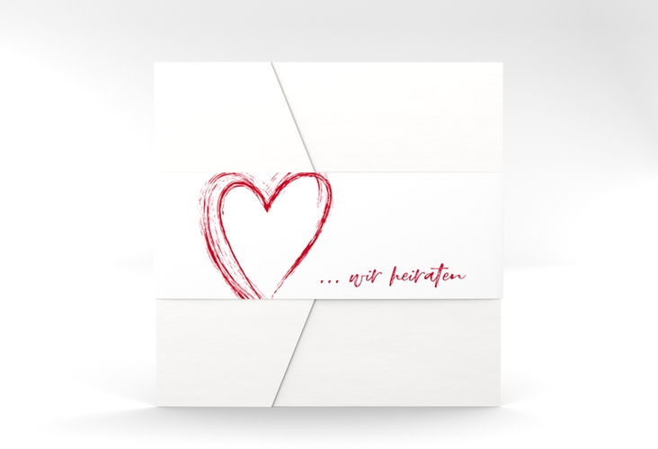 Hochzeitseinladung Liebe Pocketfold rot