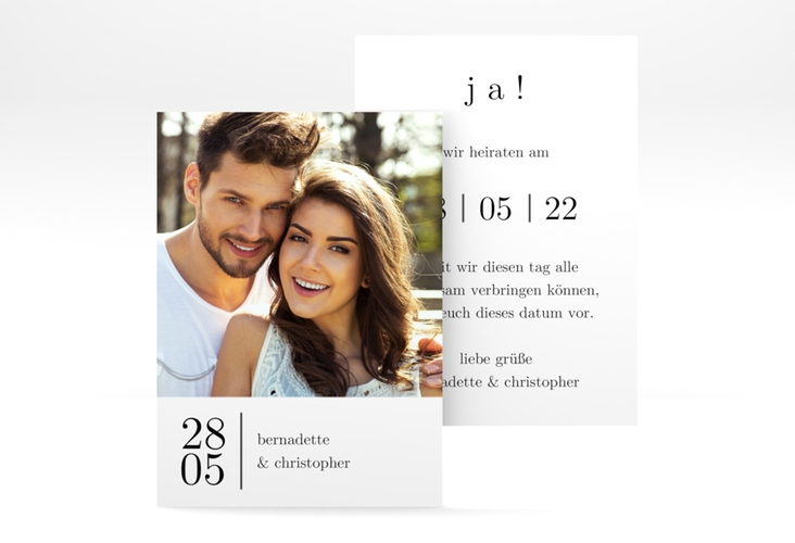 Save the Date-Visitenkarte Minimal Visitenkarte hoch weiss hochglanz