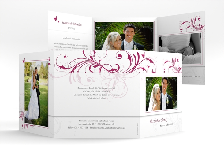 Dankeskarte Hochzeit Palma quadr. Doppel-Klappkarte