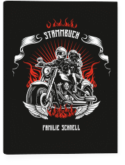 Stammbuch A5 Biker Stammbuch A5 schwarz mit Rocker-Paar auf Motorrad