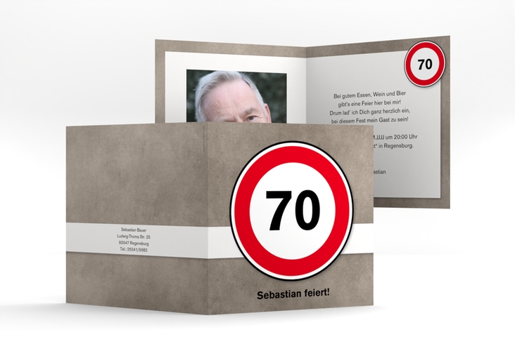 Einladung 70. Geburtstag Emil/Emma quadr. Klappkarte