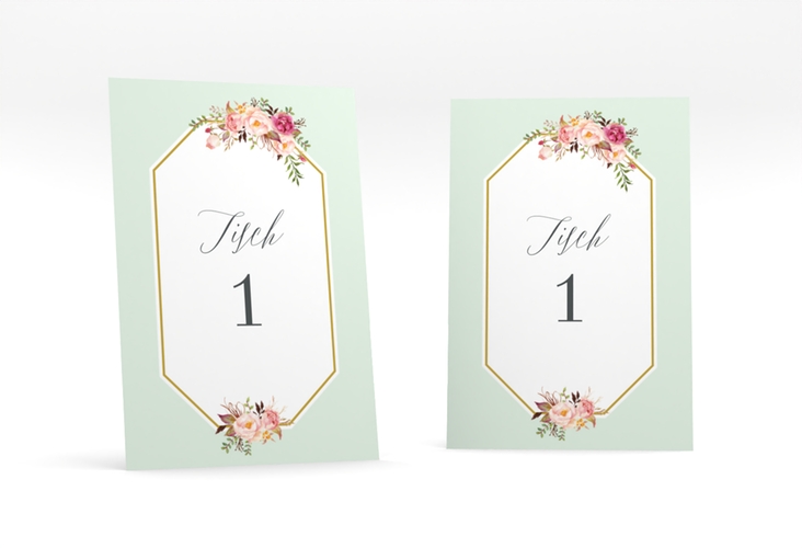 Tischnummer Hochzeit Prachtvoll Tischaufsteller mint hochglanz