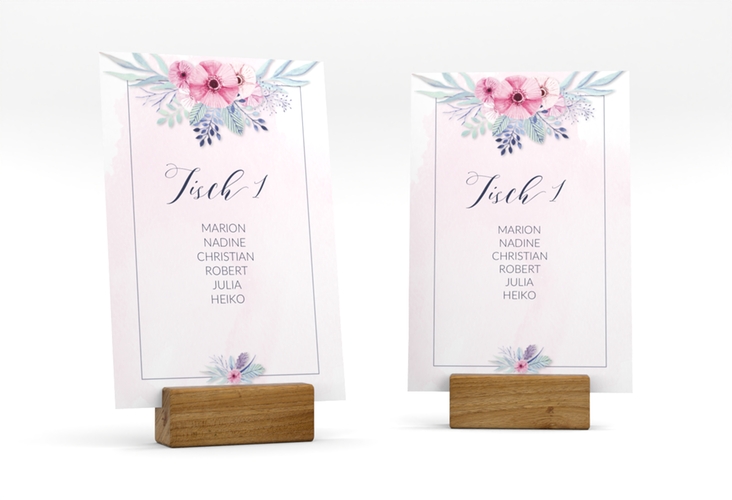 Tischaufsteller Hochzeit Surfinia Tischaufsteller rosa