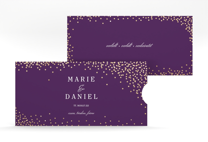Hochzeitseinladung Glitter Einsteckkarte lila hochglanz