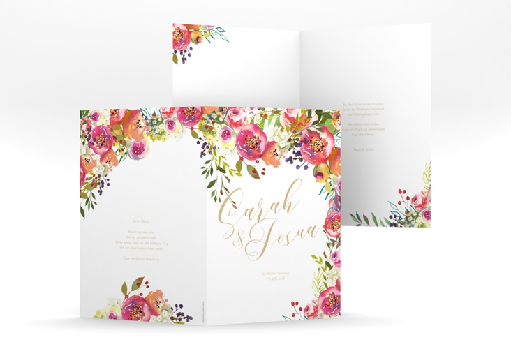Kirchenheft Hochzeit Flowerbomb A5 Klappkarte hoch weiss hochglanz