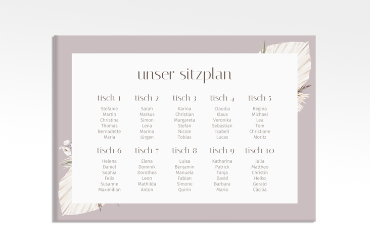 Sitzplan Leinwand Hochzeit Bohemian 70 x 50 cm Leinwand flieder