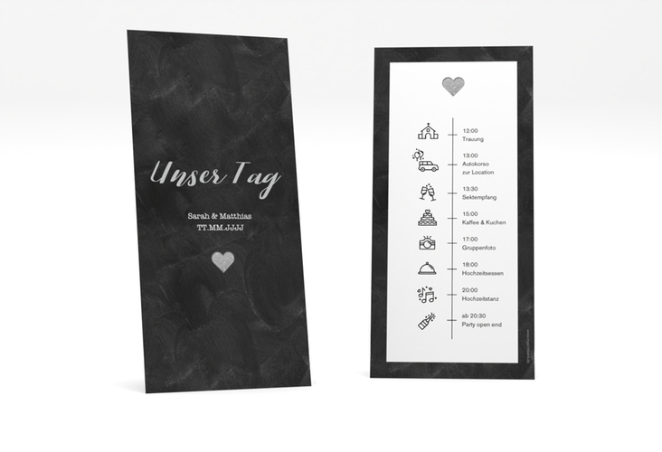 Tagesablauf Hochzeit Sparkly lange Karte hoch grau hochglanz