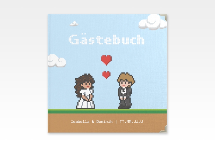 Gästebuch Selection Hochzeit Pixel Leinen-Hardcover bunt
